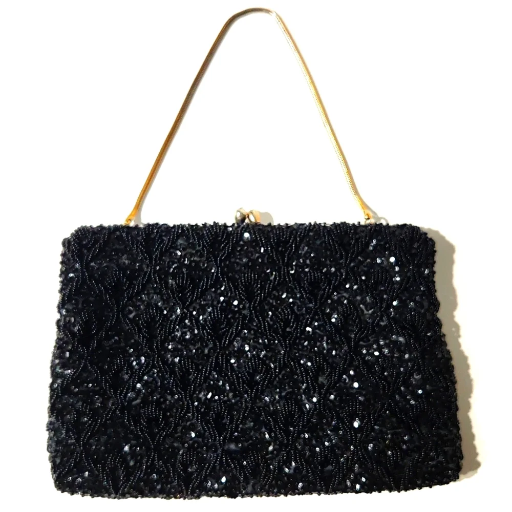 Vintage 1950's Walborg Gorgeous Black Beaded Evening Bag - Picture 7 of 14